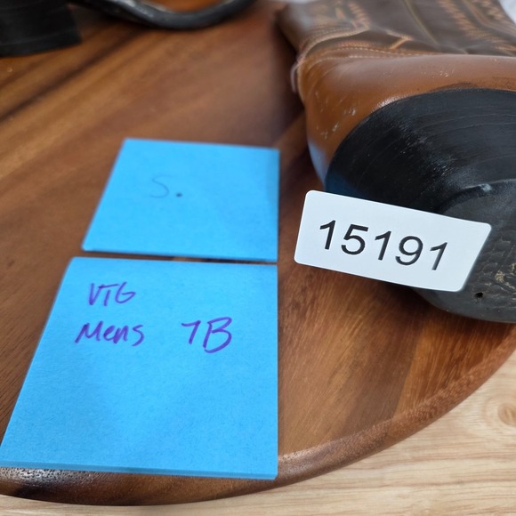 Vtg Tony Lama Western Boots Mens 7 B‎ Brown Leather Cowboy Botas Rodeo Vaquero - Picture 13 of 13